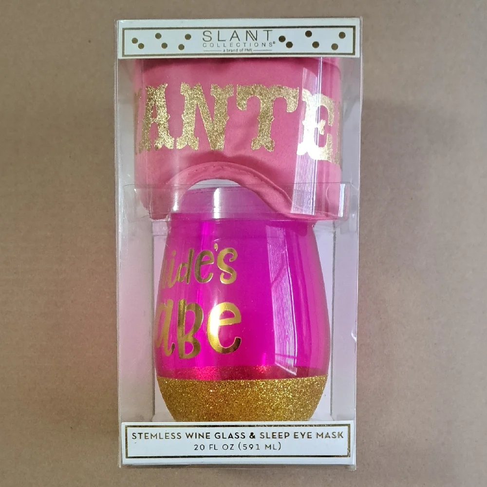 SLANT COLLECTION Stemless Wine Glass & Sleep Eye Mask